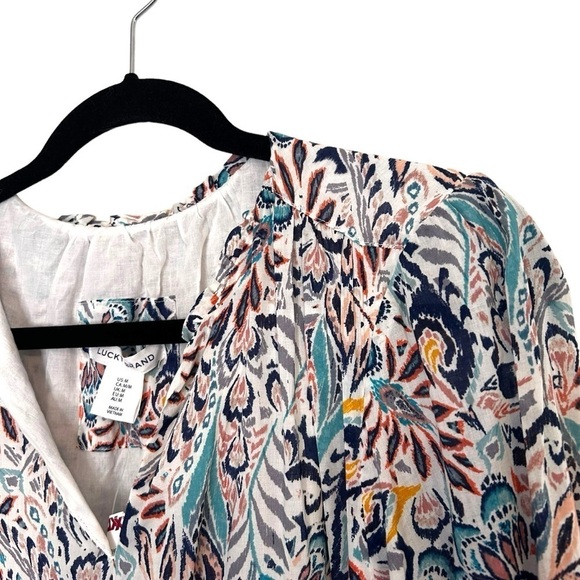 Lucky Brand Women's 3/4 Sleeve Blue Floral Paisley Print Midi Dress - Picture 6 of 10